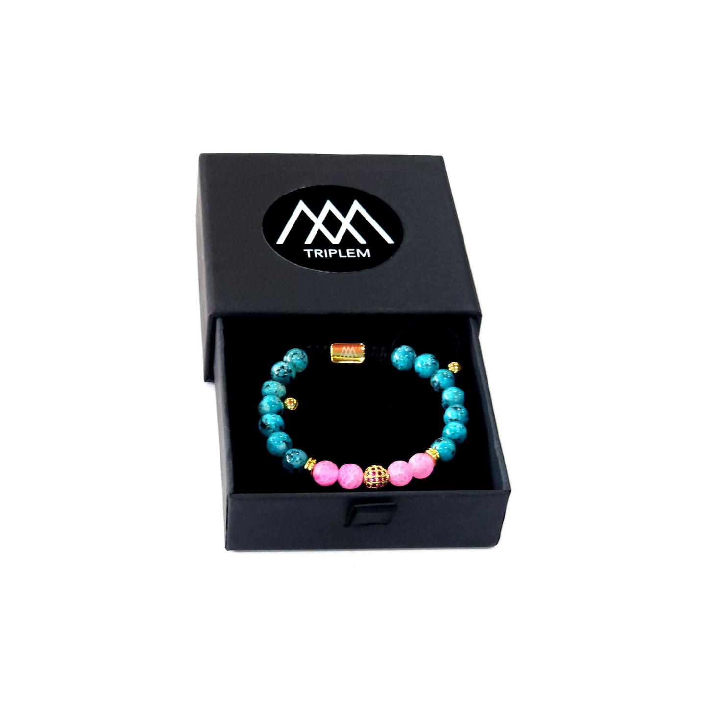 Turquoise-Pink Agate Gemstone Bracelet 2.0