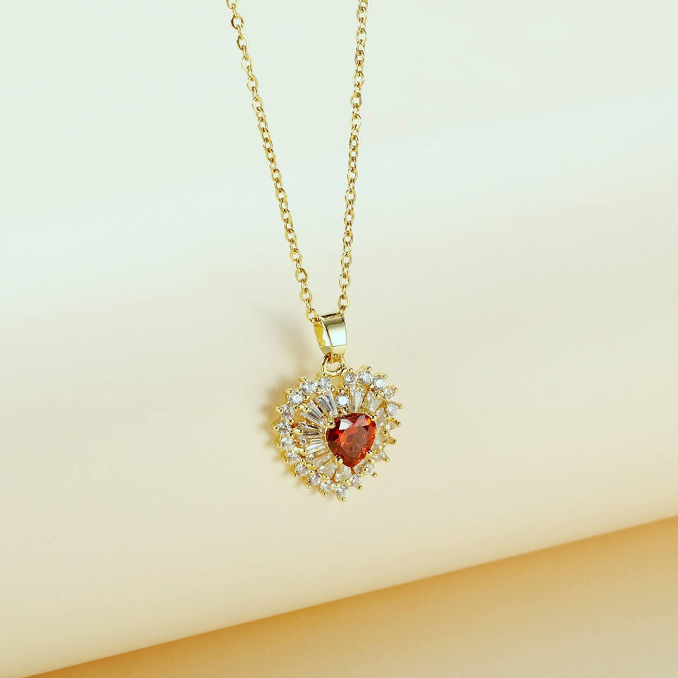 Zircon Red Heart Necklace