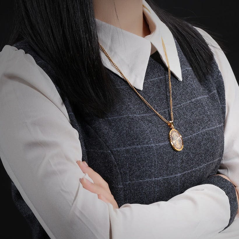 Oval-Zircon Mary Necklace