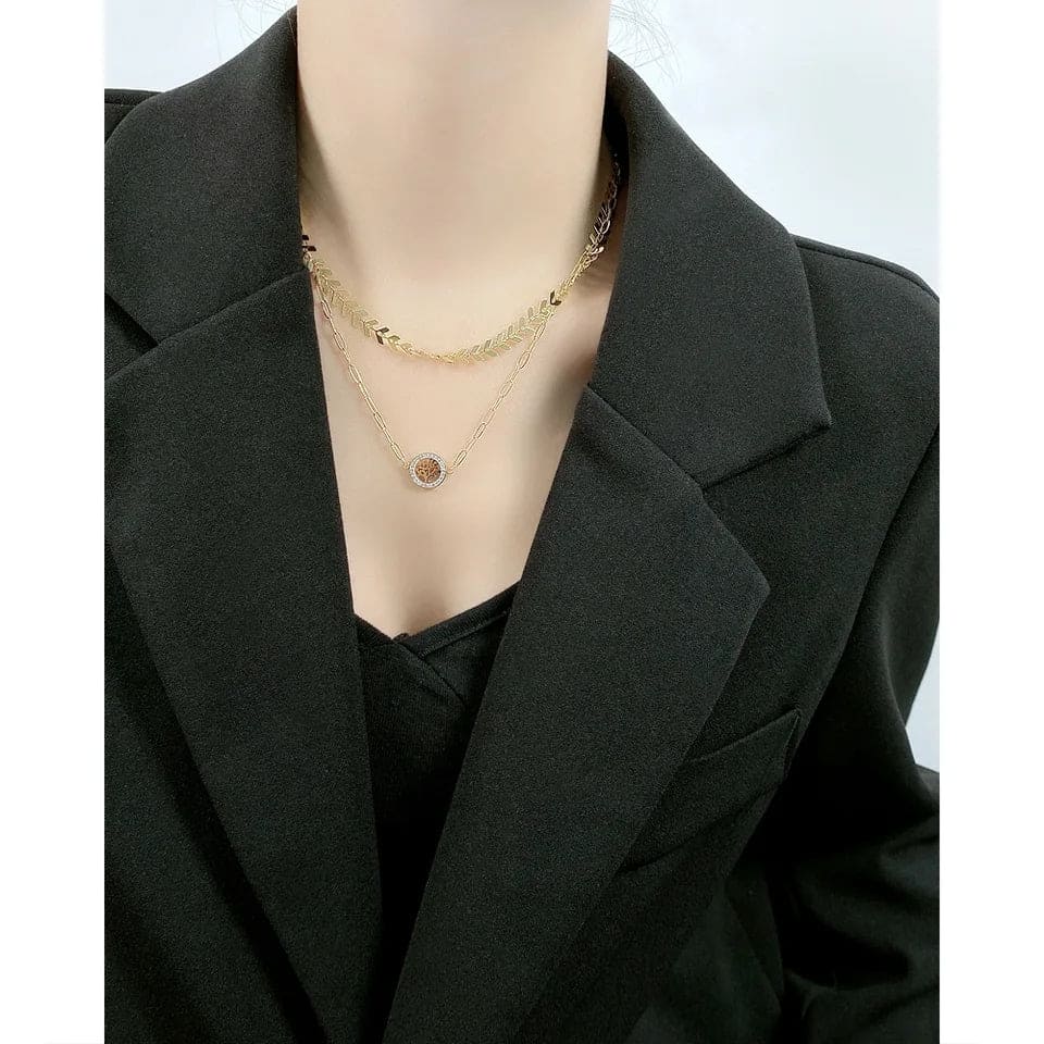 Multilayer Olivebranch Tree Symbol Necklace