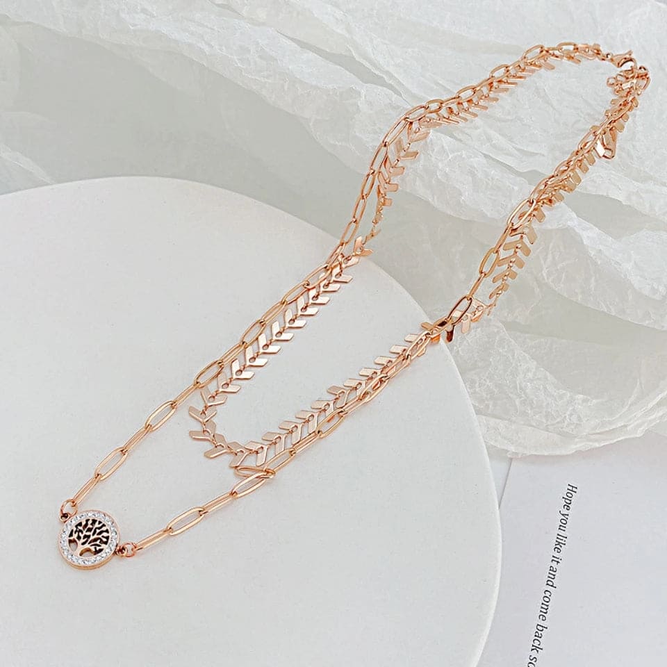 Multilayer Olivebranch Tree Symbol Necklace