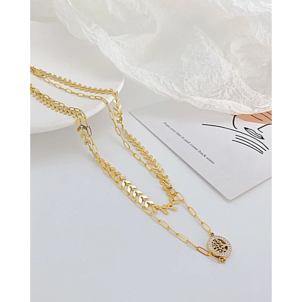 Multilayer Olivebranch Tree Symbol Necklace