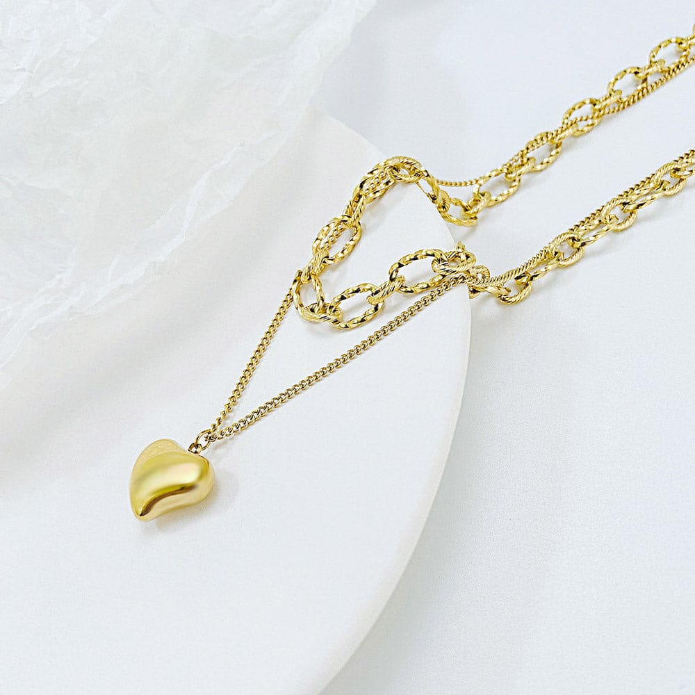 Multilayer Solid Heart Necklace