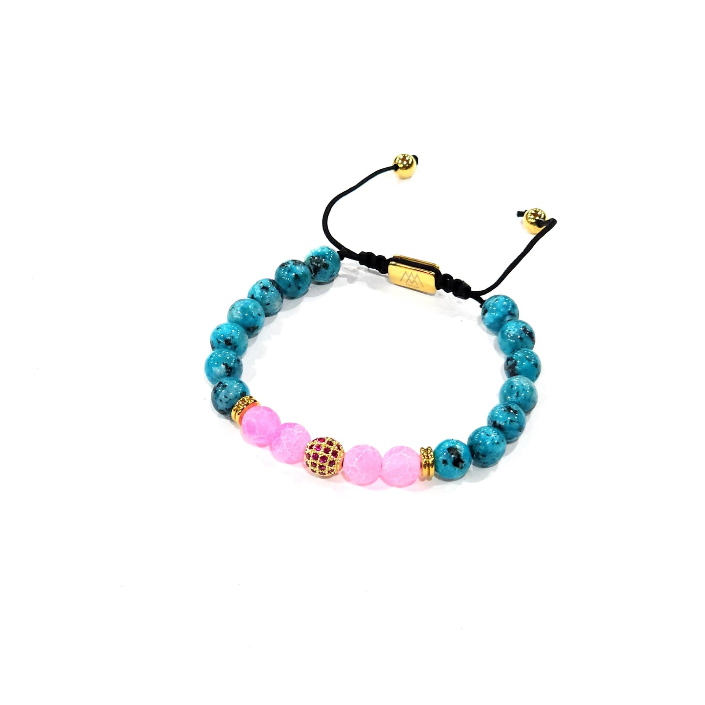 Turquoise-Pink Agate Gemstone Bracelet 2.0