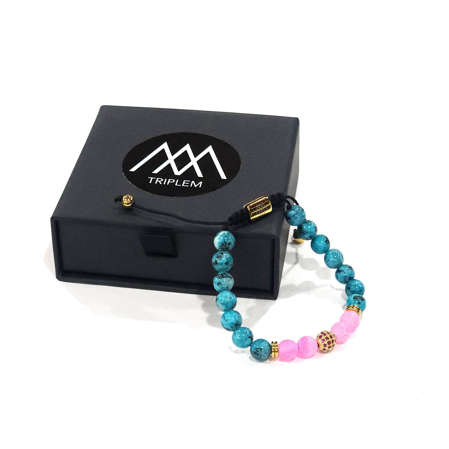 Turquoise-Pink Agate Gemstone Bracelet 2.0