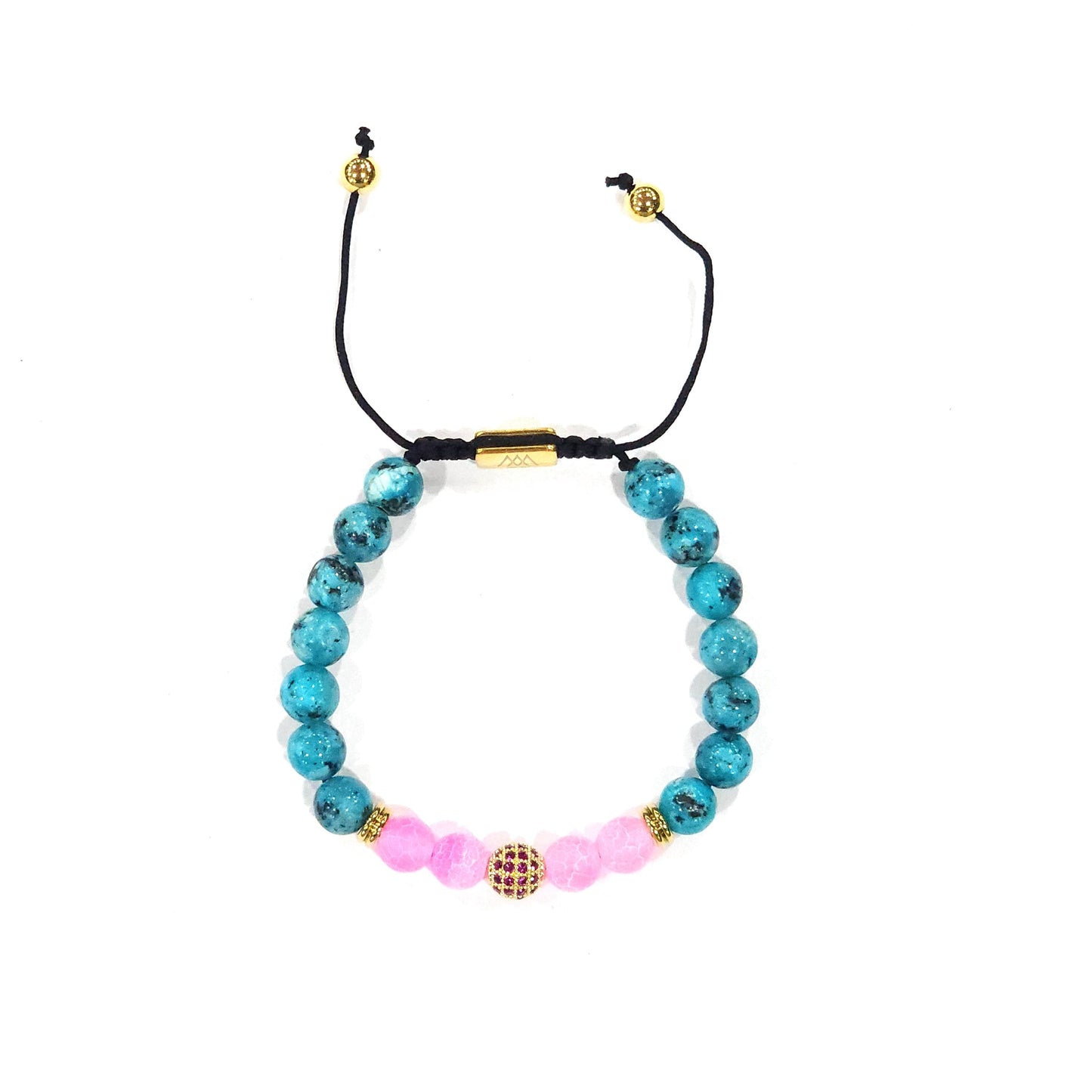 Turquoise-Pink Agate Gemstone Bracelet 2.0