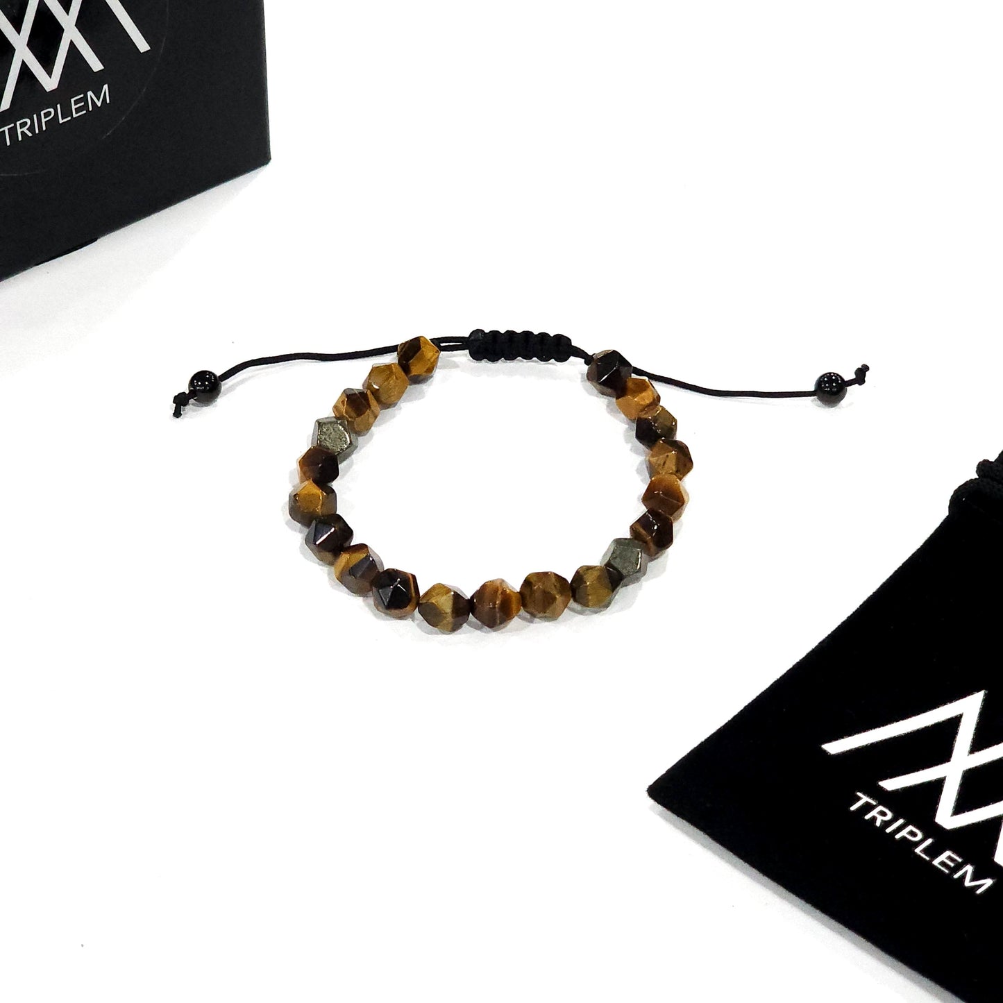 Geometric Tiger Eye Gemstone Bracelet