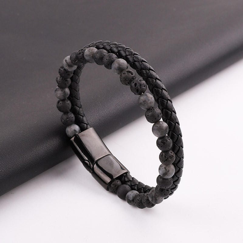 Multilayer Labrodite Leather Bracelet