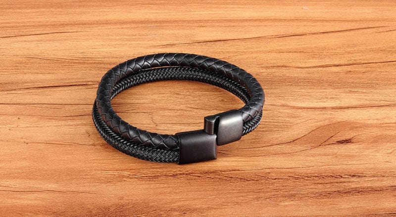 Multilayer Leather Steel Bracelet