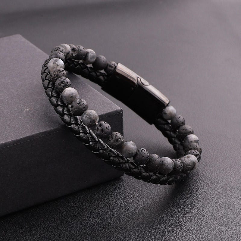 Multilayer Labrodite Leather Bracelet