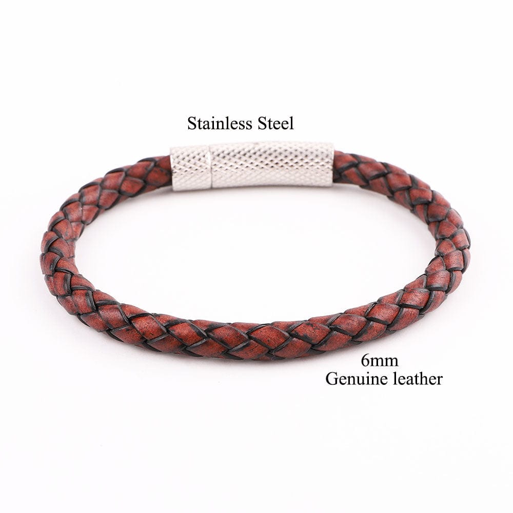 Leather Stone-Cross Bracelet Set