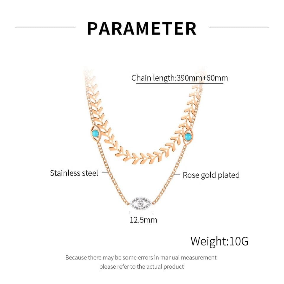 Multilayer Olive Branch Multi-Eye Necklace