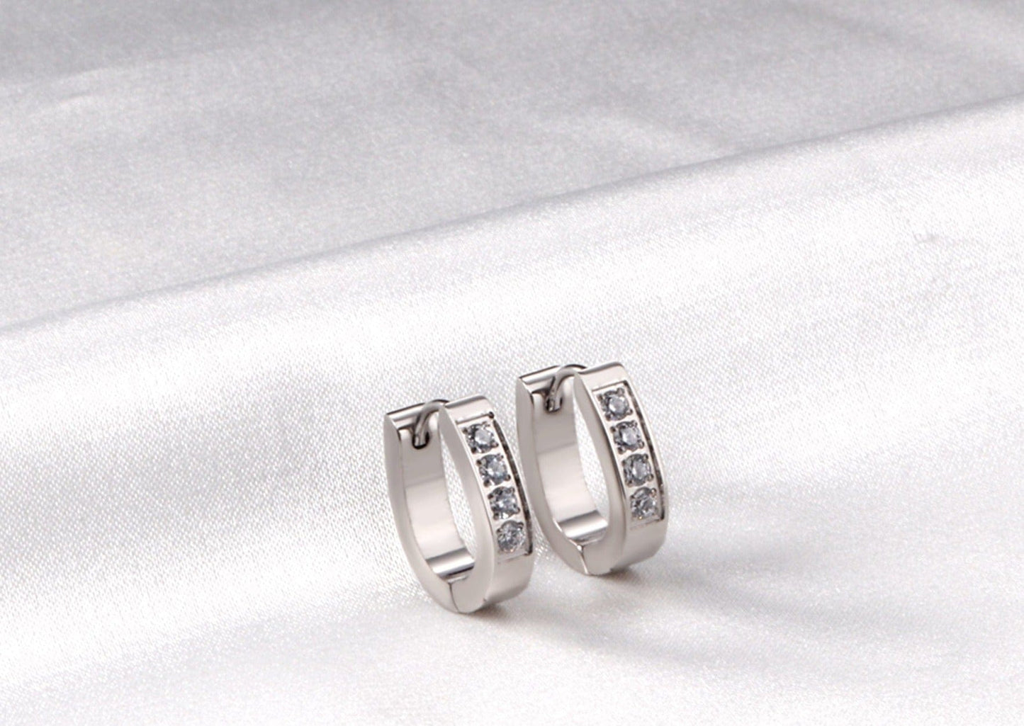 Hinged Elongated Zircon Steel Earring