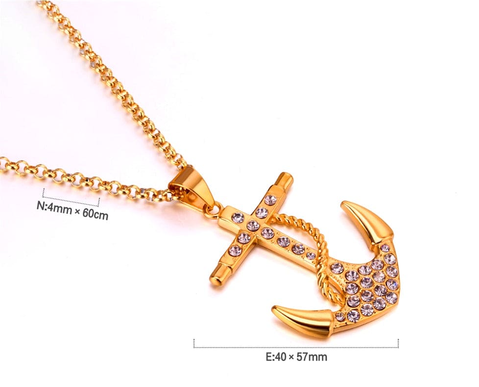 Anchor Zircon Rope Necklace