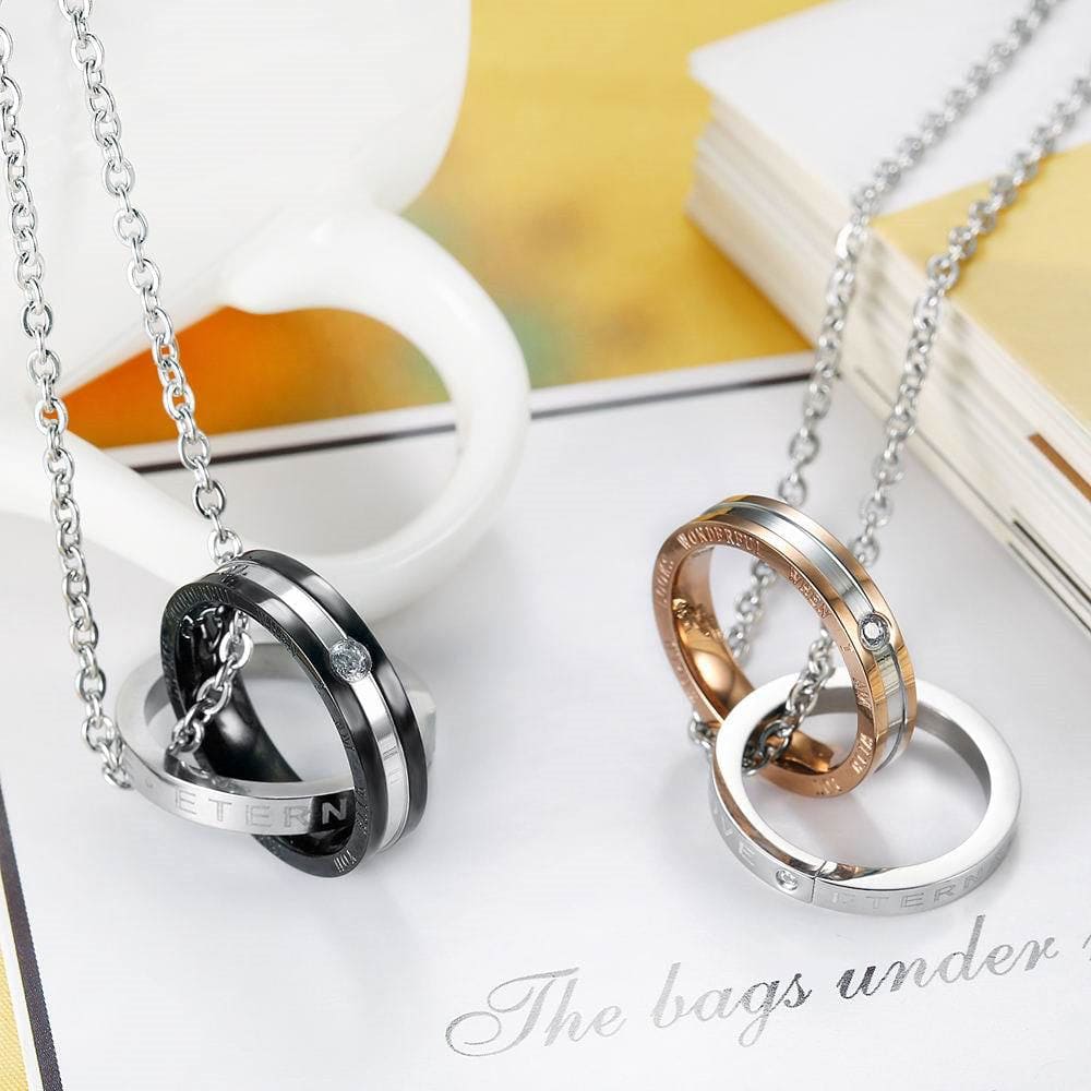 Double Ring Necklace Pair